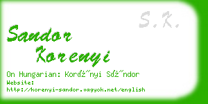 sandor korenyi business card